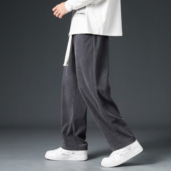 Men's FallWinter Fleece-lined Casual Trousers Wide Leg - Image 10