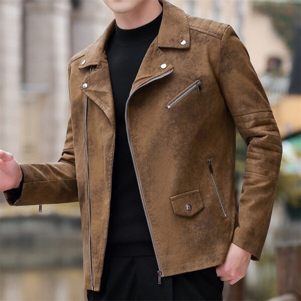 Fashion Velvet Padded Leather Coat Men's Suit Collar - Image 2