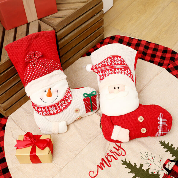 Large Red White Knitted Christmas Stocking Santa Claus Fireplace Decor Socks Xmas Gift Bags Candy Holder Decor For Home - Image 6