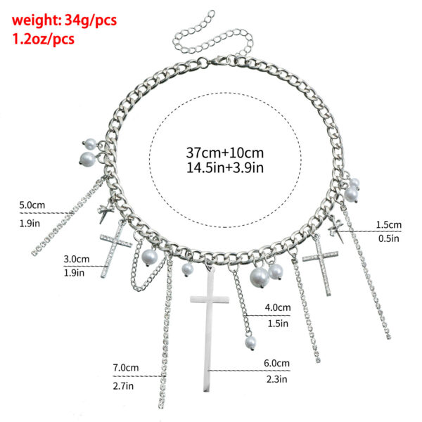 Cross Tassel Pearl Collarbone Chain Jewelry Cool Spicy Girl Necklace Fashion Jewelry - Image 5