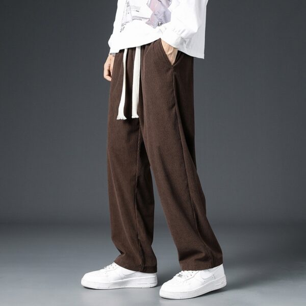 Men's FallWinter Fleece-lined Casual Trousers Wide Leg - Image 6