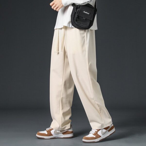 Men's FallWinter Fleece-lined Casual Trousers Wide Leg - Image 3