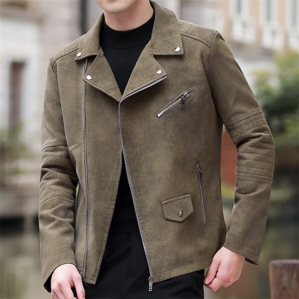 Fashion Velvet Padded Leather Coat Men's Suit Collar - Image 4