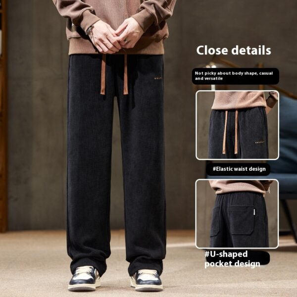 Men's Autumn And Winter Chenille Straight Casual Pants - Image 3