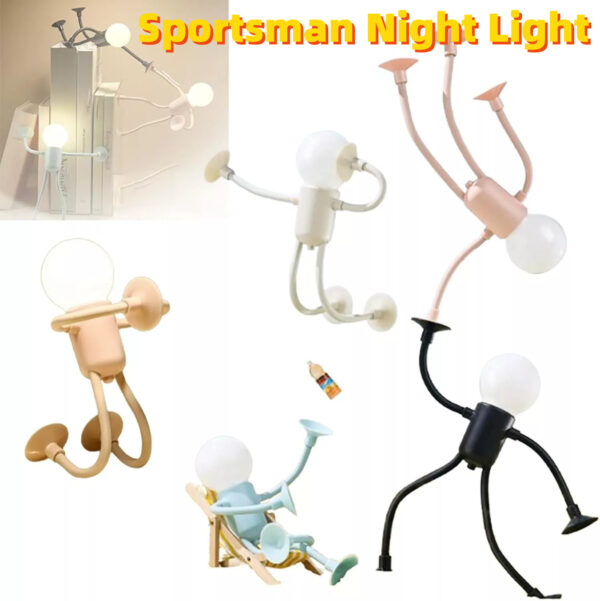 Changeable Shape Funny Sportsman Night Light Versatile Lamp Creative Funny Quirky Button Battery Desk Lamp Ornament Vacuum Suction