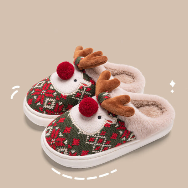 Cute Christmas Elk Plush Slippers Winter Ins Fashion Non-slip Floor Bedroom Home Slippers For Women Fuzzy House Shoes - Image 3