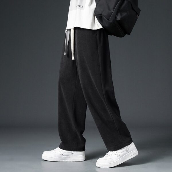 Men's FallWinter Fleece-lined Casual Trousers Wide Leg - Image 5