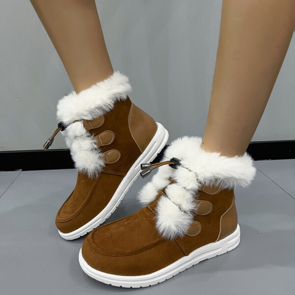 Fashion Suede Fleece Snow Boots Winter Warm Plush Round Toe Cotton Shoes Versatile Simple Short Boot For Women - Image 7