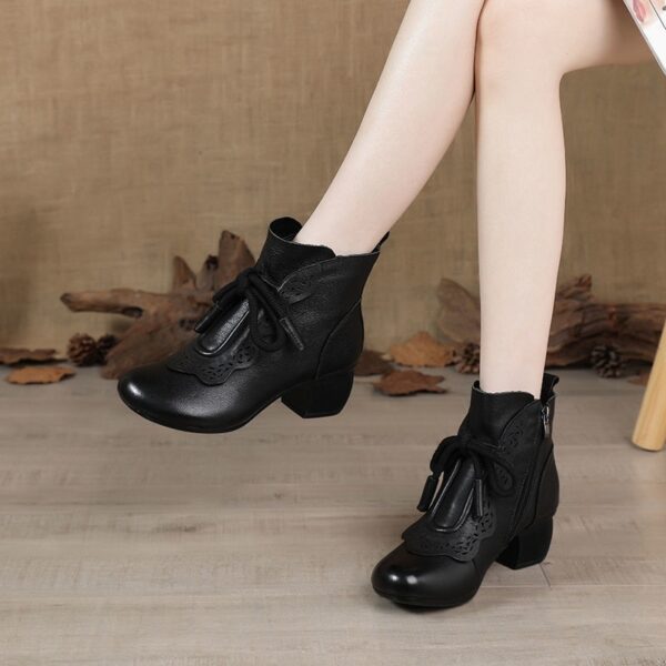 Real Soft Leather Women's Leather Boots Ethnic Style Retro - Image 4