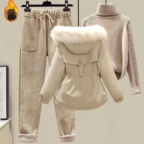 Lamb Wool Fur Sweater Casual Pants Three Piece Set Fashion Suit Women - Image 7