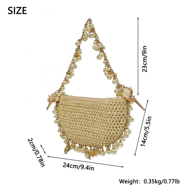 Summer Seaside Holiday Pearl Conch Straw Bag - Image 8