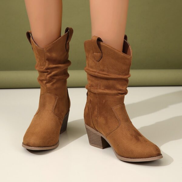 Fashion Western Denim Style Retro Cloth Cover Fashion Boots Women