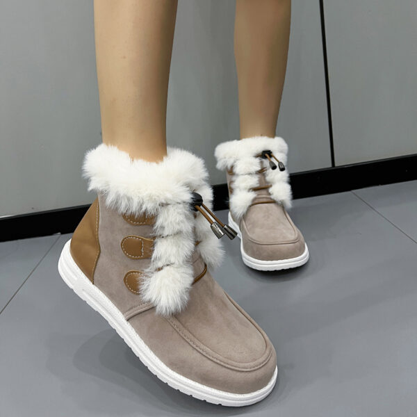 Fashion Suede Fleece Snow Boots Winter Warm Plush Round Toe Cotton Shoes Versatile Simple Short Boot For Women - Image 6