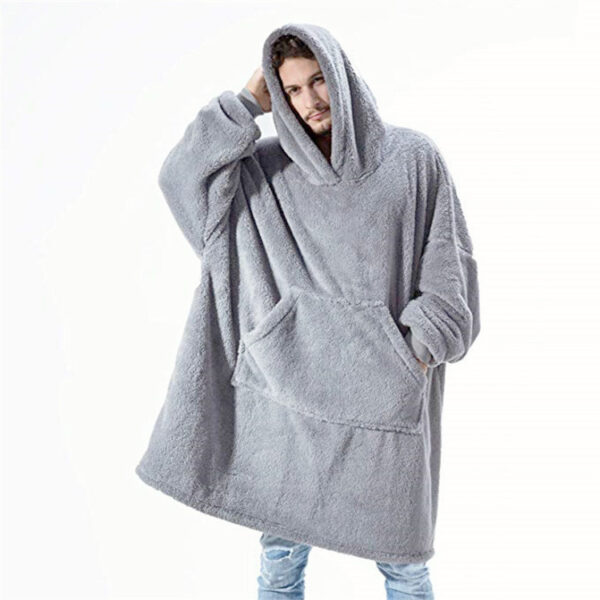 Hoodie Sweatshirt With Big Pocket Tops Sweater Comfortable Loose Double-Sided Fleece Thicker Wearable Blanket - Image 8