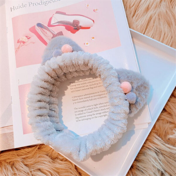 Three-dimensional Plush Cat Ears Headband Ladies Face Wash Makeup Hair Band - Image 8