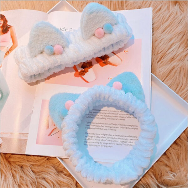 Three-dimensional Plush Cat Ears Headband Ladies Face Wash Makeup Hair Band - Image 4