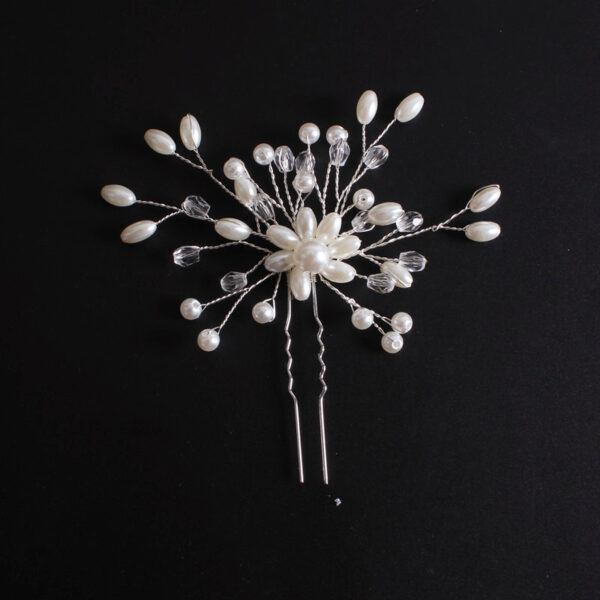 Korean Exquisite Pearl Comb Diamond Crystal Fork Handmade Hairpin Bridal Headwear Accessories - Image 2