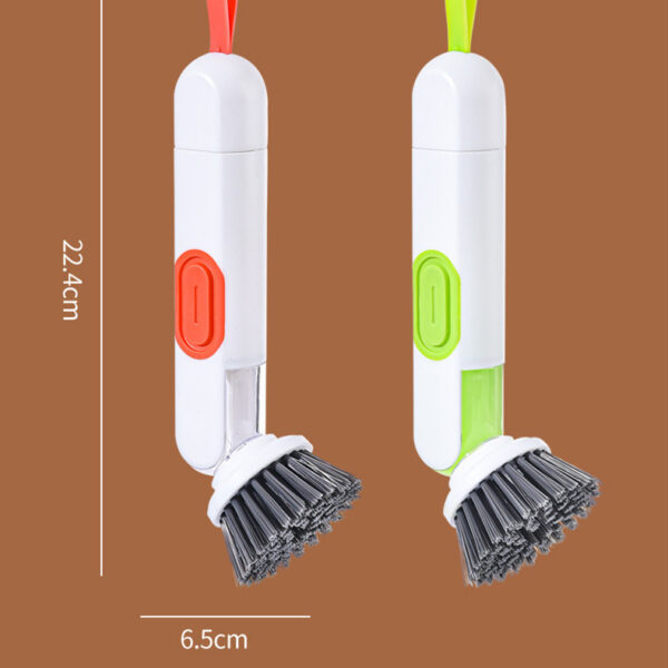 Multi-Functional Long-Handle Liquid-Filled Cleaning Brush Washing Up Brushes With Liquid Dispenser Two Replacement Heads For Kitchen Cleaning Brush Gadgets - Image 5