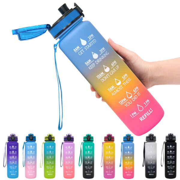 1L Tritan Water Bottle With Time Marker Bounce Cover Motivational Water Bottle Cycling Leakproof Cup For Sports Fitness Bottles