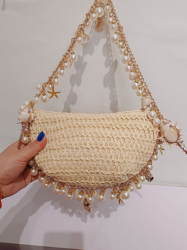 Summer Seaside Holiday Pearl Conch Straw Bag - Image 7