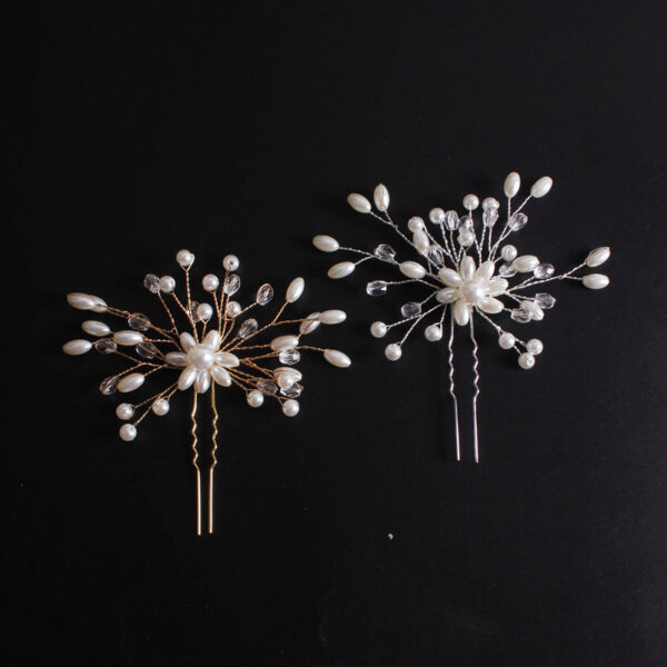 Korean Exquisite Pearl Comb Diamond Crystal Fork Handmade Hairpin Bridal Headwear Accessories - Image 5