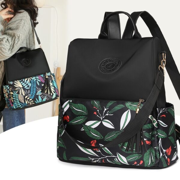 Trendy Printed Oxford Cloth Backpack Female 2024 New Cow Anti-theft Large Capacity Leisure - Image 7