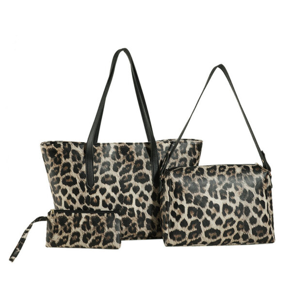 Large Capacity Leopard Print Tote Three-piece Set - Image 4