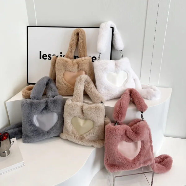 Women Fluffy Shoulder Bag Top-handle Bag Female Autumn Winter Handbag Plush Tote Girls Fashion Shopping Bags Handbags For Women - Image 2