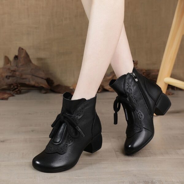 Real Soft Leather Women's Leather Boots Ethnic Style Retro - Image 5