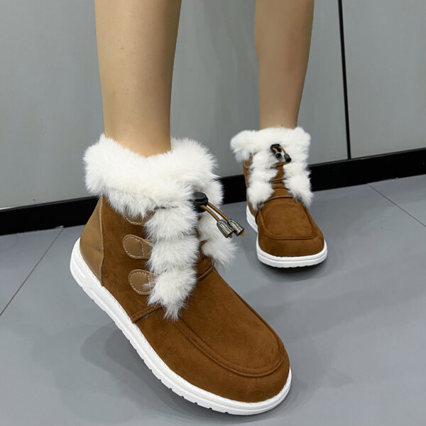 Fashion Suede Fleece Snow Boots Winter Warm Plush Round Toe Cotton Shoes Versatile Simple Short Boot For Women - Image 4