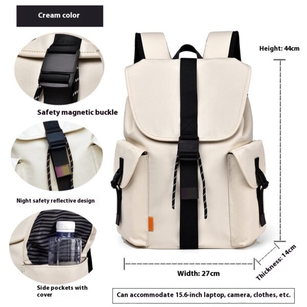 Backpack Casual Simple Solid Color New Large Capacity - Image 2