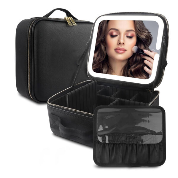 Large Capacity Cosmetic Case With LED Mirror High Sense Multifunctional Storage For Makeup Artist Cosmetic Bag - Image 5