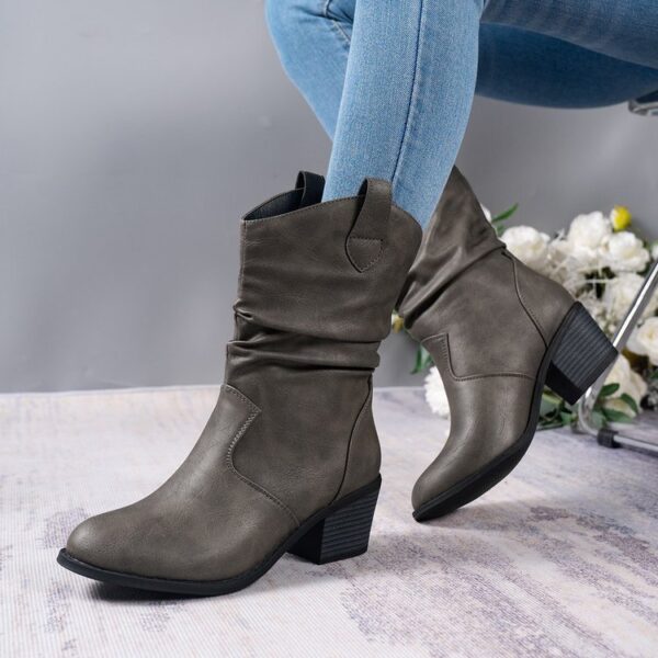 Fashion Western Denim Style Retro Cloth Cover Fashion Boots Women - Image 5