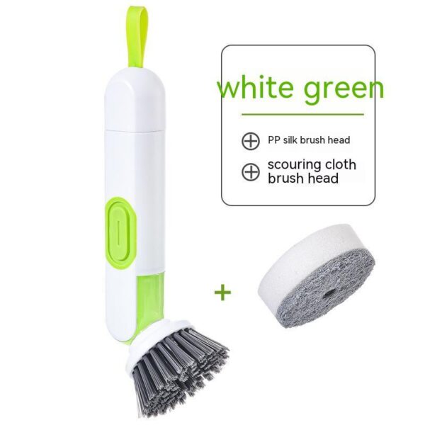 Multi-Functional Long-Handle Liquid-Filled Cleaning Brush Washing Up Brushes With Liquid Dispenser Two Replacement Heads For Kitchen Cleaning Brush Gadgets - Image 3