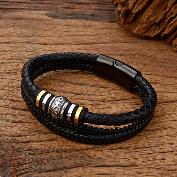 Men's Fashion Stainless Steel Multi-layer Diy Leather Bracelet - Image 5