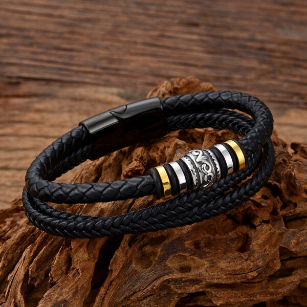 Men's Fashion Stainless Steel Multi-layer Diy Leather Bracelet - Image 2