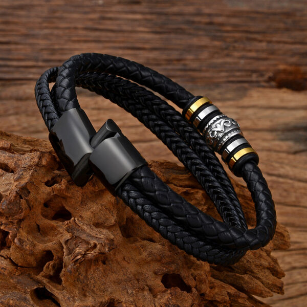 Men's Fashion Stainless Steel Multi-layer Diy Leather Bracelet - Image 4