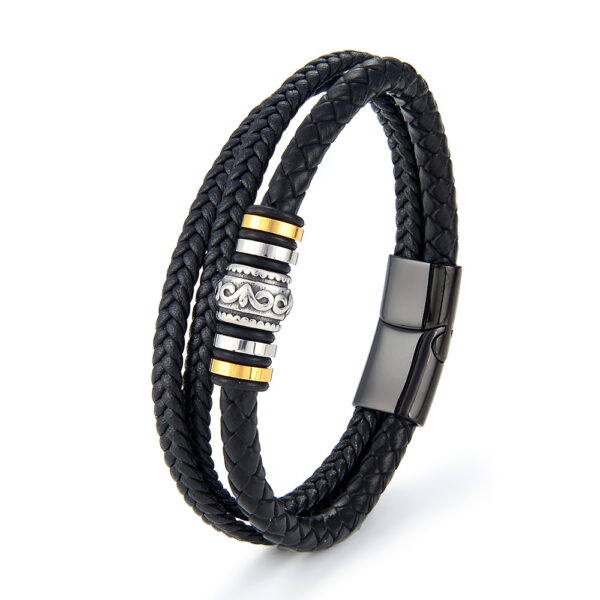 Men's Fashion Stainless Steel Multi-layer Diy Leather Bracelet - Image 3