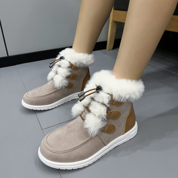 Fashion Suede Fleece Snow Boots Winter Warm Plush Round Toe Cotton Shoes Versatile Simple Short Boot For Women - Image 5