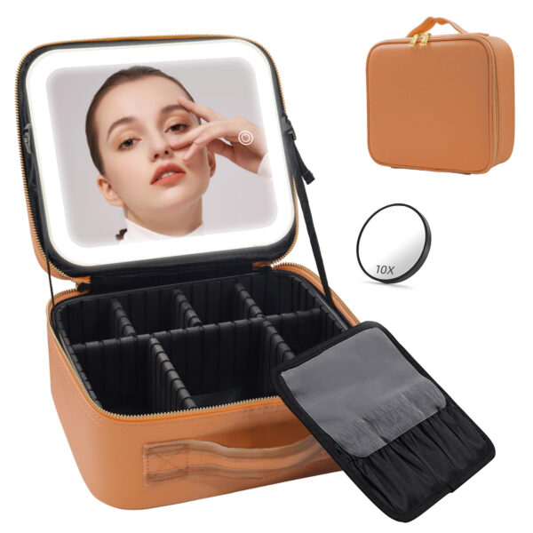 Large Capacity Cosmetic Case With LED Mirror High Sense Multifunctional Storage For Makeup Artist Cosmetic Bag - Image 4