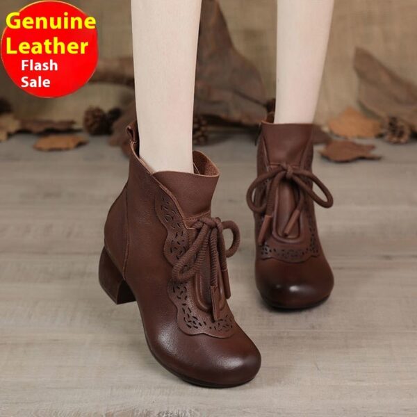 Real Soft Leather Women's Leather Boots Ethnic Style Retro - Image 2