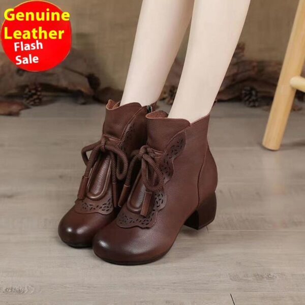 Real Soft Leather Women's Leather Boots Ethnic Style Retro - Image 7