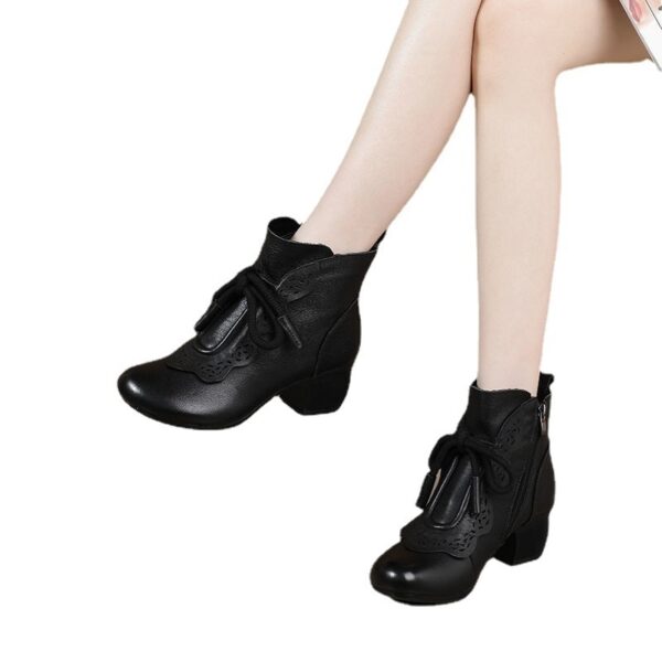 Real Soft Leather Women's Leather Boots Ethnic Style Retro - Image 3