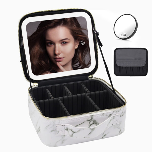 Large Capacity Cosmetic Case With LED Mirror High Sense Multifunctional Storage For Makeup Artist Cosmetic Bag - Image 2