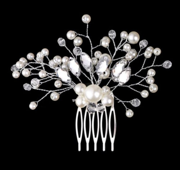 Korean Exquisite Pearl Comb Diamond Crystal Fork Handmade Hairpin Bridal Headwear Accessories - Image 8