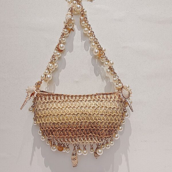 Summer Seaside Holiday Pearl Conch Straw Bag - Image 4