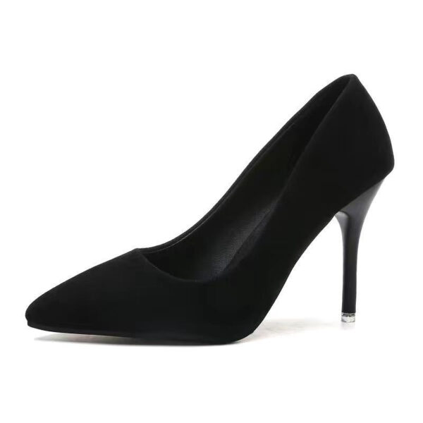 Black Suede High Heels Women's Stiletto Ceremonial Shoes - Image 6