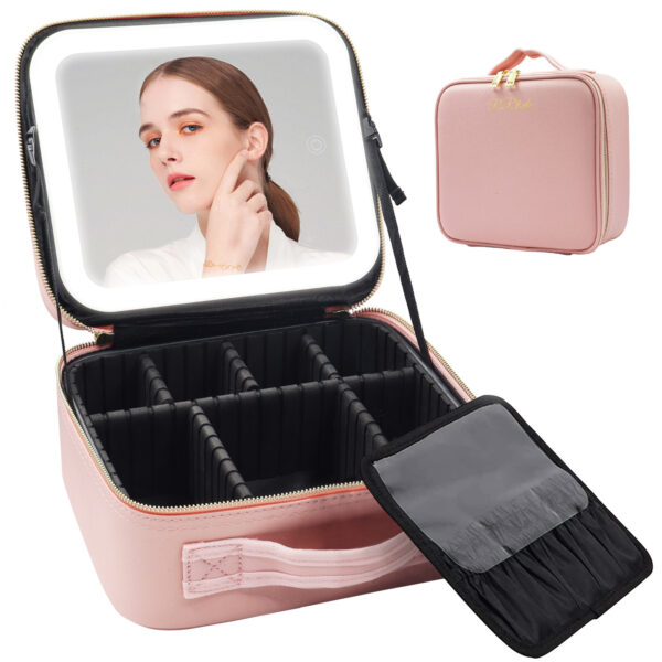 Large Capacity Cosmetic Case With LED Mirror High Sense Multifunctional Storage For Makeup Artist Cosmetic Bag - Image 7